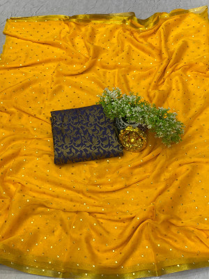 Vrise Life Style Embellished Daily Wear Chiffon Saree(Yellow)