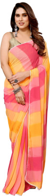 Shubh Mangalam Creation Printed Bollywood Georgette Saree(Multicolor)