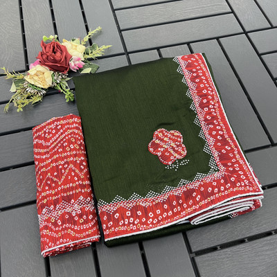 greeva enterprise Embroidered Bollywood Silk Blend Saree(Multicolor)