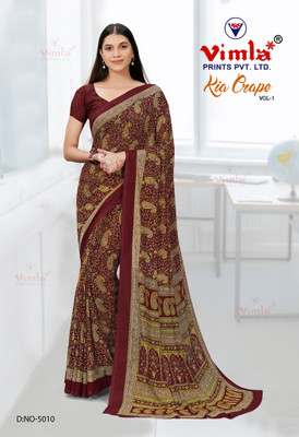 Vimla Printed Daily Wear Crepe Saree(Maroon)