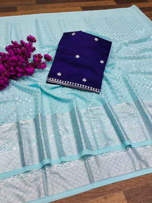 Radhika Fab Printed Bollywood Georgette Saree(Pack of 2, Blue)