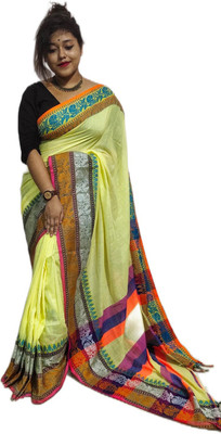 ASR Woven Handloom Pure Cotton Saree(Yellow)