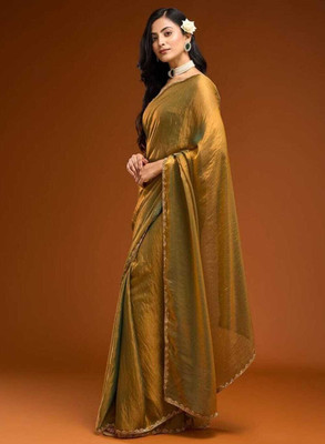 Rich Choice Embellished Bollywood Jimmy choo Saree(Gold)