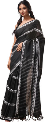 kalpana handloom Striped Handloom Cotton Blend Saree(Multicolor)