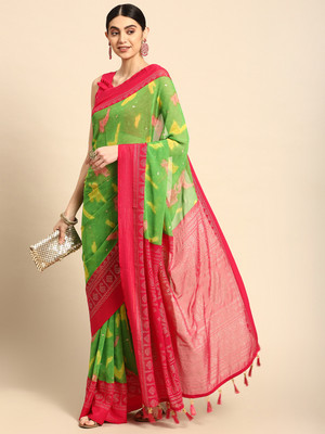 RekhaManiyar Embellished Daily Wear Chiffon Saree(Light Green)
