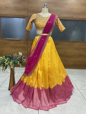 SHREE CREATION Woven Bollywood Art Silk Saree(Yellow)