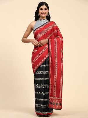 Rachna Blocked Printed Bollywood Tussar Silk Saree(Red)