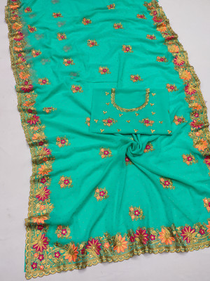 KHRITI FAB Embroidered Bollywood Georgette Saree(Light Blue)