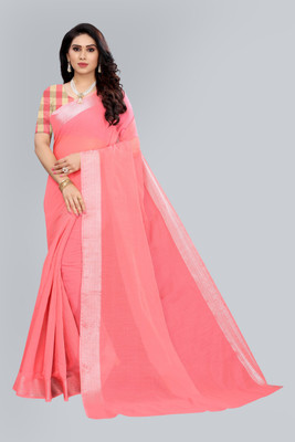 HouseOfCommon Solid/Plain Paithani Art Silk Saree(Pink)