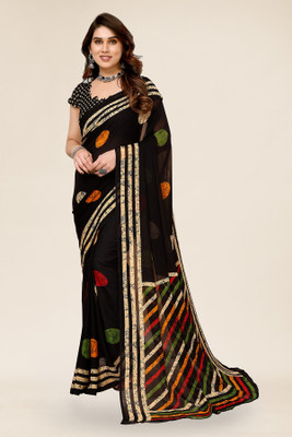 Anand Sarees Geometric Print Daily Wear Georgette Saree(Black)