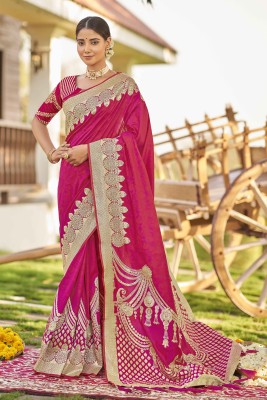 MANOHARI Woven Banarasi Jacquard Saree(Pink)