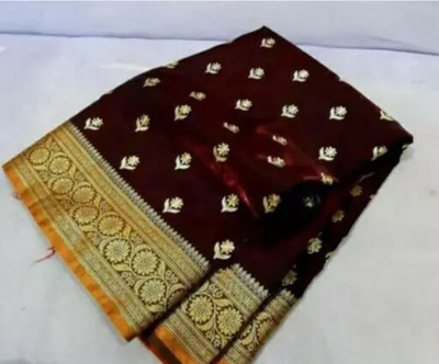 daniyal Printed Banarasi Pure Silk Saree(Maroon, Gold)