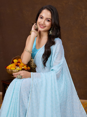 Tasrika Self Design Bollywood Georgette Saree(Light Blue)