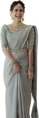 Mishita Enterprise Woven Kanjivaram Pure Silk Saree(Grey)