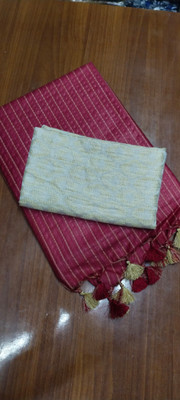 govind handloom Striped Bollywood Art Silk Saree(Maroon)