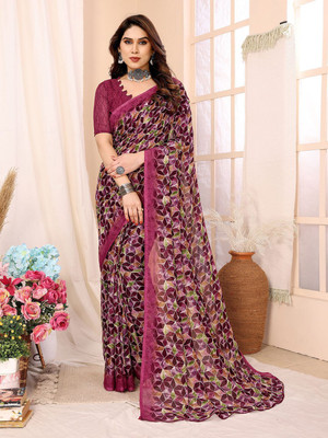 Moda Rapido Printed, Self Design Daily Wear Georgette Saree(Pink)