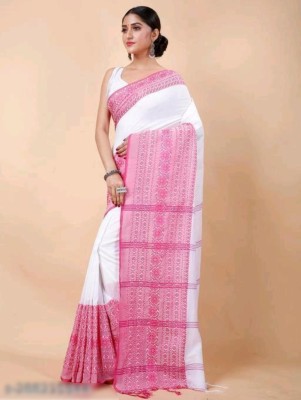 FASHION MOODS Woven Daily Wear Cotton Blend Saree(White)