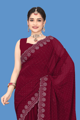 Shiv Febric Solid/Plain Chanderi Art Silk, Chanderi Saree(Maroon)