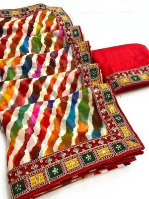 Salco Striped Bollywood Georgette Saree(Multicolor)