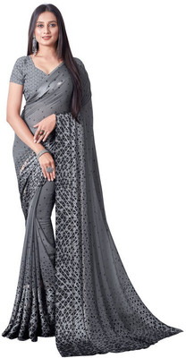 Sita Geometric Print Bollywood Georgette Saree(Grey)