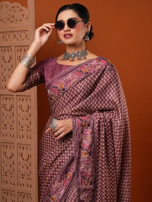 Sareemall Embroidered Bollywood Art Silk Saree(Purple)