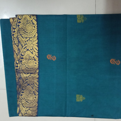 NaveeNest Woven, Self Design Daily Wear Cotton Jute Saree(Dark Green)