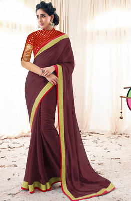 Sareez House Solid/Plain, Embellished Bollywood Georgette Saree(Multicolor)