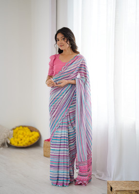 Hensi sarees shop Woven Kasavu Georgette, Art Silk Saree(Blue)