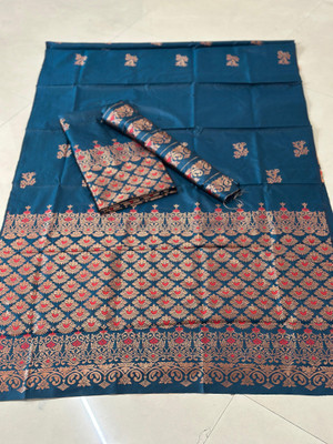 BHAGVATITEXTILE Woven Mekhela Chador Pure Silk Saree(Multicolor)