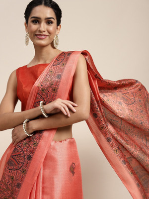 Divastri Printed Bollywood Silk Blend Saree(Pink)