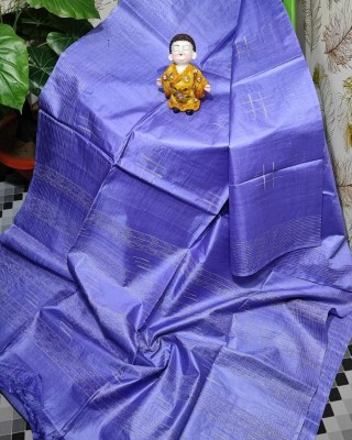 GR Handloom Self Design Bhagalpuri Handloom Cotton Silk Saree(Blue)