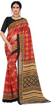 JS Clothing Mart Printed Banarasi Georgette Saree(Red)