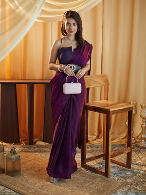 KASEE Self Design Bollywood Viscose Rayon Saree(Purple)