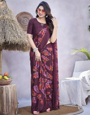 Kjs Digital Print Bollywood Chiffon Saree(Multicolor)