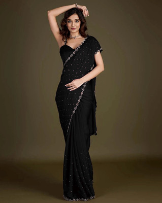 Anjani Textile Embellished Bollywood Tussar Silk Saree(Black)