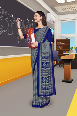Feminista Printed, Solid/Plain Daily Wear Crepe Saree(Blue)