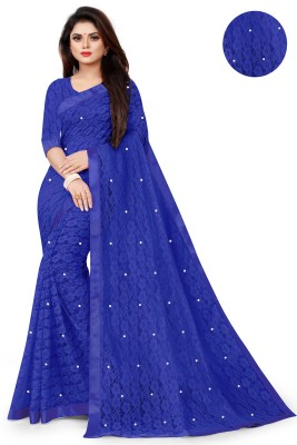 VANRAJ CREATION Self Design Bollywood Net Saree(Blue)