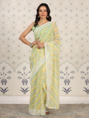 Ode by House of Pataudi Printed Daily Wear Georgette Saree(Dark Green)