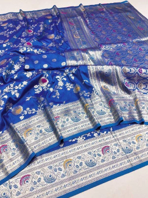 Spetila Woven Banarasi Jacquard, Pure Silk Saree(Multicolor)