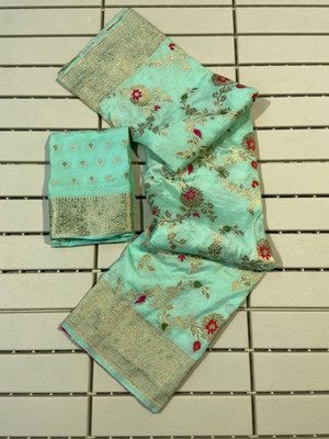 GATISHVAM TEXTILE Woven Banarasi Jacquard Saree(Light Green)