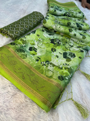 Divastri Printed Banarasi Chanderi Saree(Light Green)
