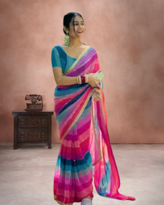 Jayu Striped Daily Wear Georgette Saree(Multicolor)