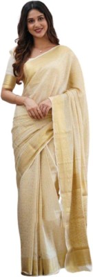 Rekha Textiless Self Design Bollywood Jacquard Saree(White)