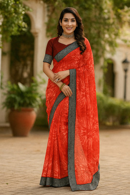 Samai Printed Daily Wear Georgette Saree(Pink)