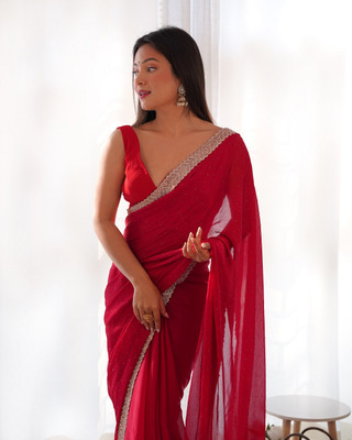 Kalista Embellished Bollywood Chiffon Saree(Red)