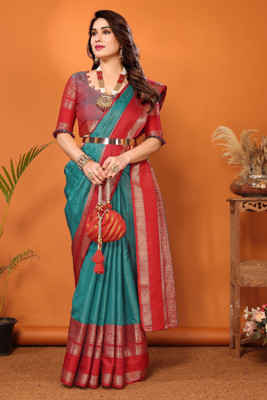 Soor Panchi Self Design Banarasi Jacquard Saree(Light Green)