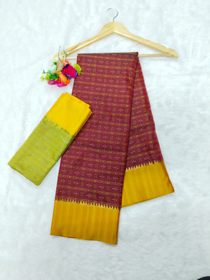 Mervadiya Self Design Bollywood Linen, Cotton Linen Saree(Maroon)