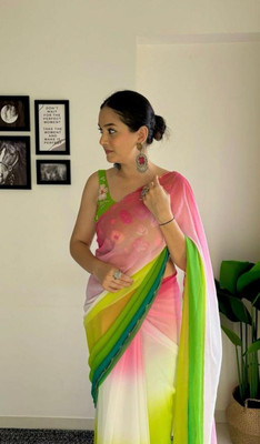 GOSWAMI CREATION Ombre Banarasi Georgette Saree(Multicolor)