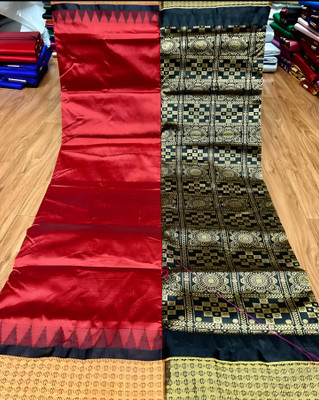 Sijileen Temple Border Sambalpuri Art Silk Saree(Red)