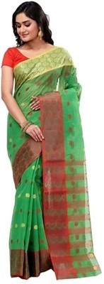 GHOSH TEXTILE Self Design Tant Cotton Blend Saree(Multicolor)